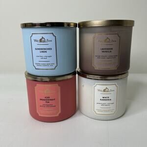 Bath & Body Works Candles Essential Oil Lot Of 4 3 Wick Large Scented Candles